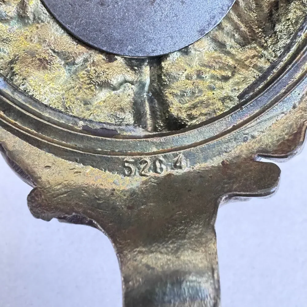 Vintage Crystal Pedestal Compote Dish with Ornate Brass Base, Candy Nut Bowl - Picture 10 of 10